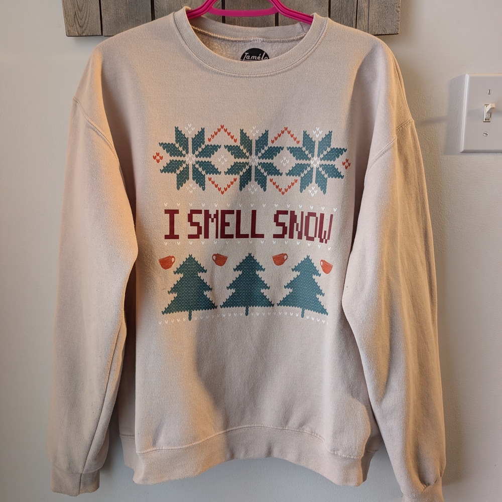 Festive Cream Sweater with Snowflake Design